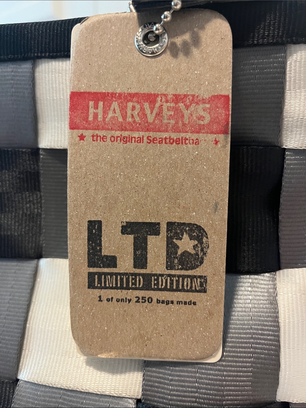 Harveys The Original Seatbelt Black & Gray Woven Tote Bag Limited Edition - Picture 4 of 11